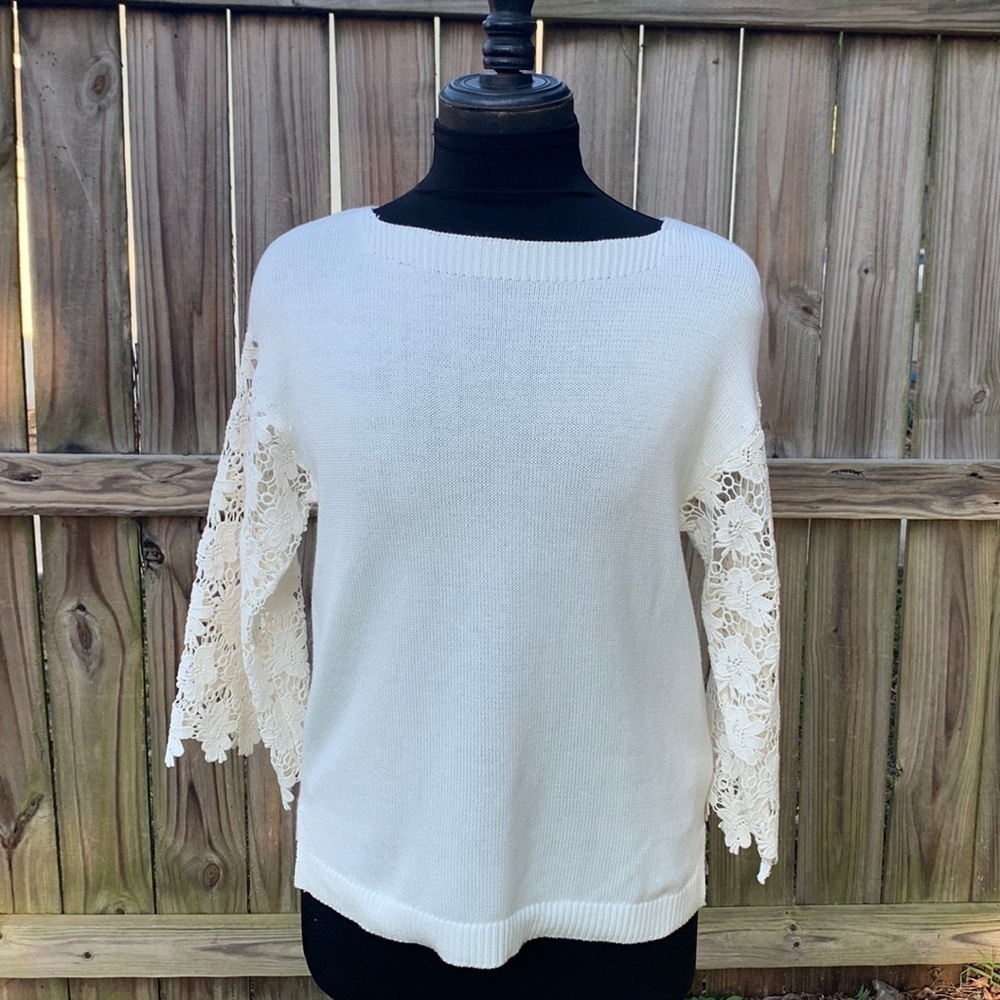 Soft Surroundings Desiree Eyelet Sweater, size small